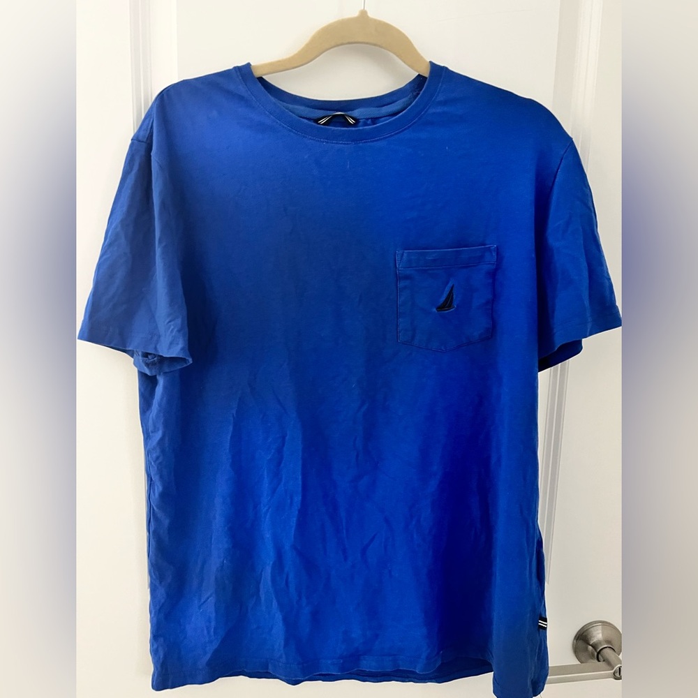 Nautica Blue Short Sleeve Performance Tee Pocket Crew